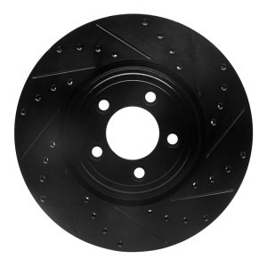 Jaguar XK Brake Rotor (1) - Front Right - R1 Concepts - Drilled & Slotted - Black - `06-`10